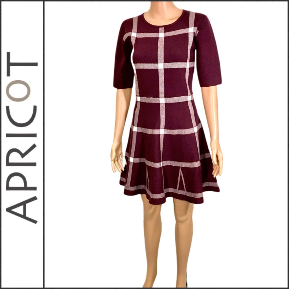 Apricot Burgundy Sweater Dress